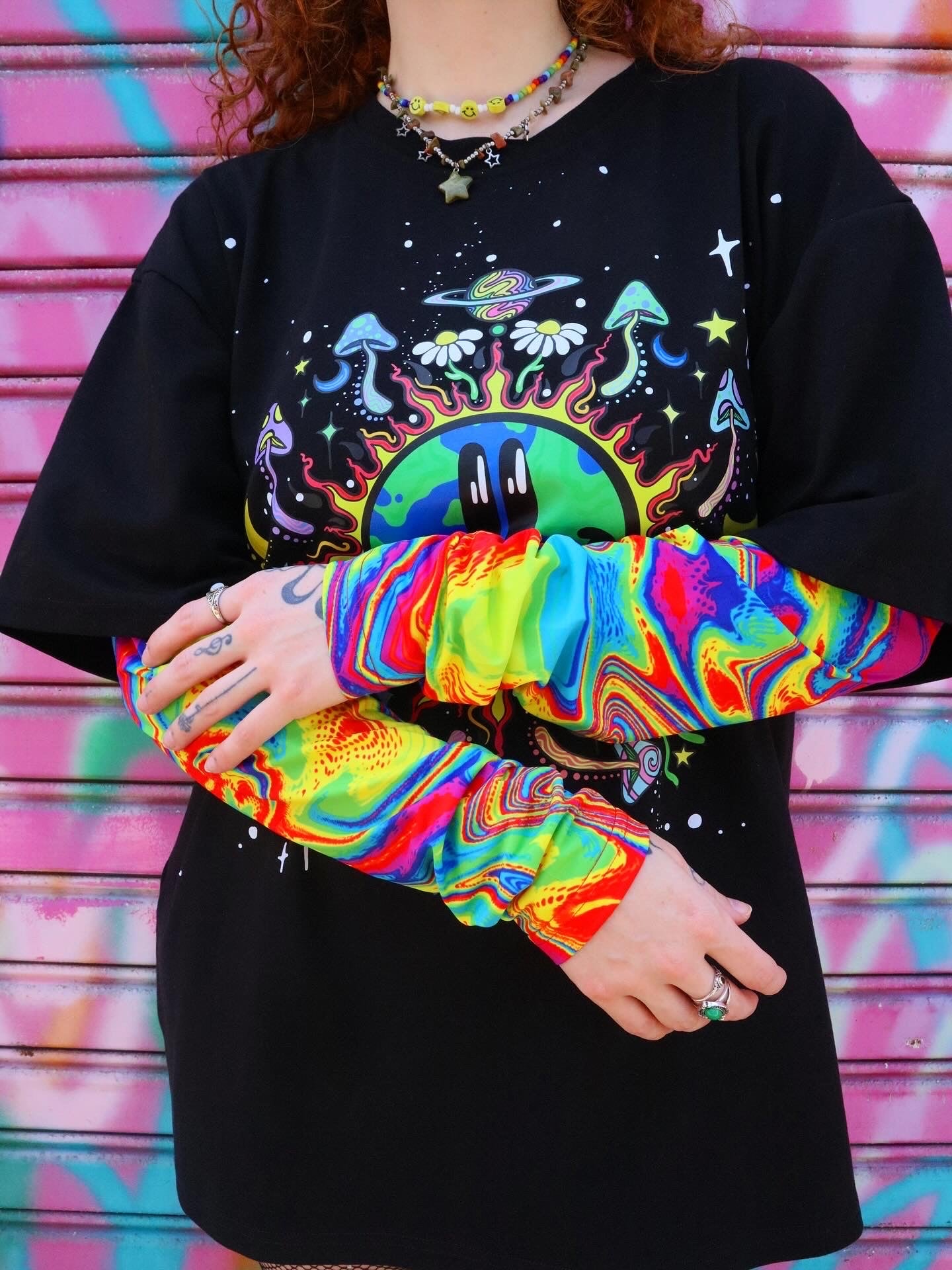 NEW EARTH T-SHIRT with Rainbow Sleeves