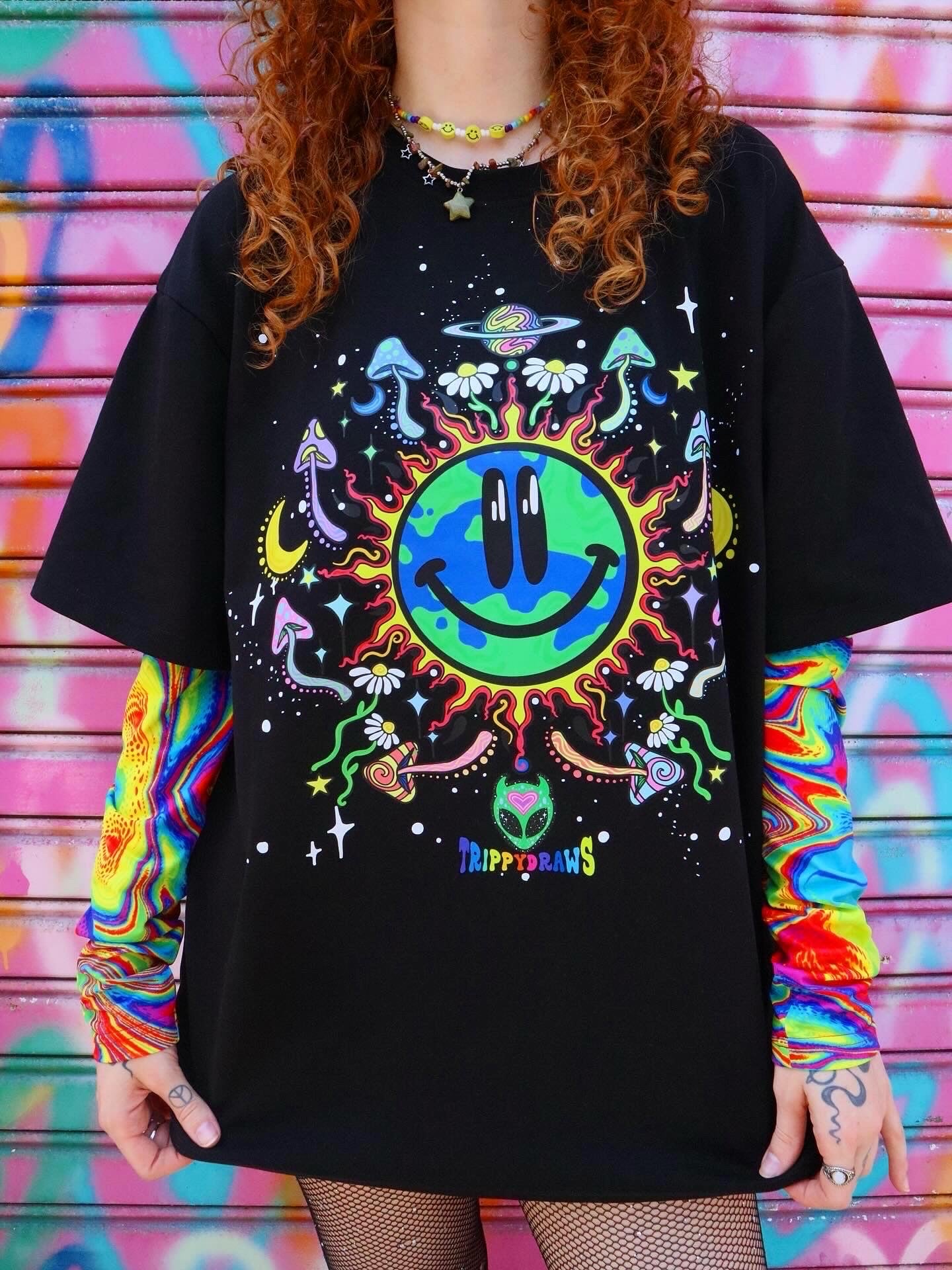 NEW EARTH T-SHIRT with Rainbow Sleeves