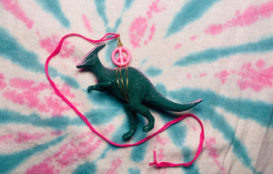 TEAL PEACE DINO NECKLACE