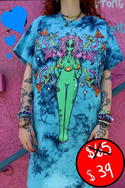 NEW BLUE ALIEN T-SHIRT  DRESS