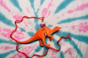 ORANGE DINO WITH PINK CHARM NECKLACE