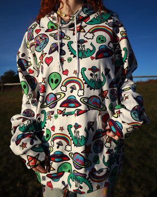 SALE White Doodle Hoodie