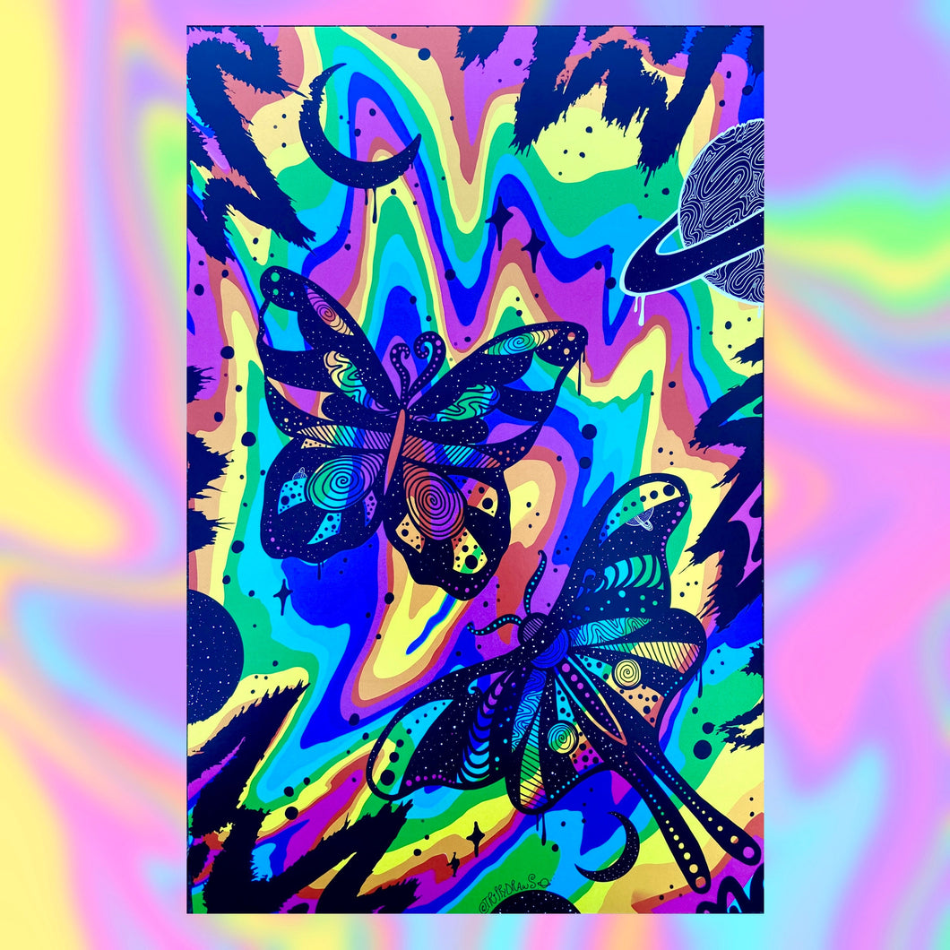 SALE Rainbow and Butterflies Print